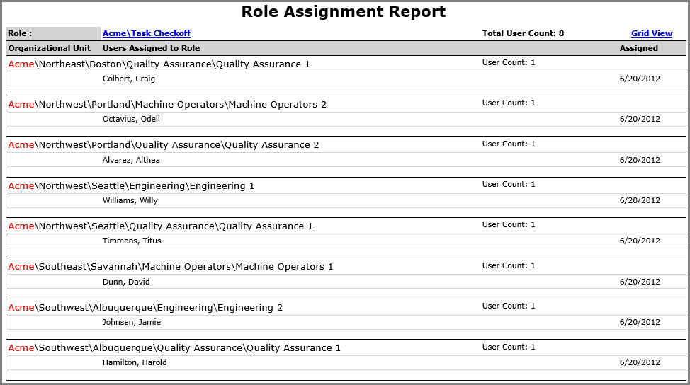 role assignment report