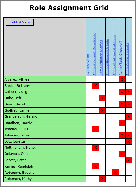 Role Assignment Grid