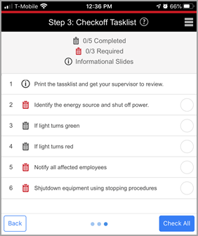 Credit App: Check-off Tasklist