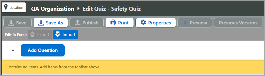 Quizzes: Create, Edit, Copy, Restore Previous Version, and Delete